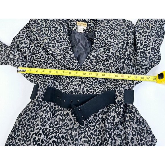Midnight Velvet Size Medium Womens Sliver Black Cheetah Print Long Sleeve Jacket - Picture 4 of 16